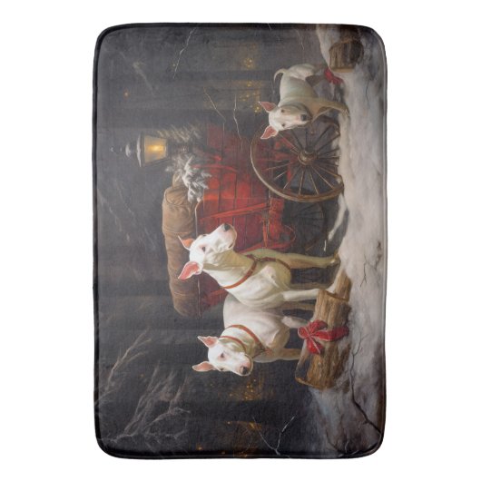 Bull Terrier Snowy Sleigh Kerst Decor Badmat (Voorkant Verticaal)