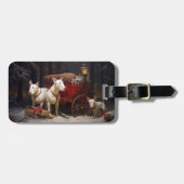 Bull Terrier Snowy Sleigh Kerst Decor Bagagelabel (Voorkant horizontaal)