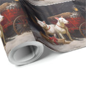 Bull Terrier Snowy Sleigh Kerst Decor Cadeaupapier (Rol Hoek)