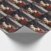 Bull Terrier Snowy Sleigh Kerst Decor Cadeaupapier (Hoek)