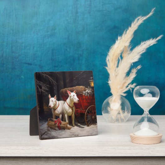 Bull Terrier Snowy Sleigh Kerst Decor Fotoplaat (Insitu)
