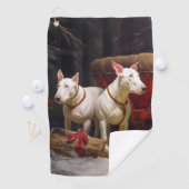 Bull Terrier Snowy Sleigh Kerst Decor Golfhanddoek (Insitu)
