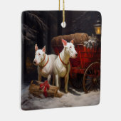 Bull Terrier Snowy Sleigh Kerst Decor Keramisch Ornament (Rechts)