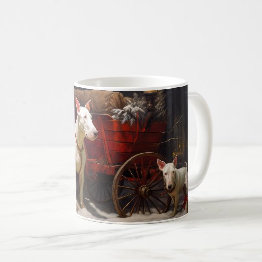 Bull Terrier Snowy Sleigh Kerst Decor Koffiemok (Voorkant rechts)
