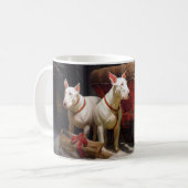 Bull Terrier Snowy Sleigh Kerst Decor Koffiemok (Voorkant links)
