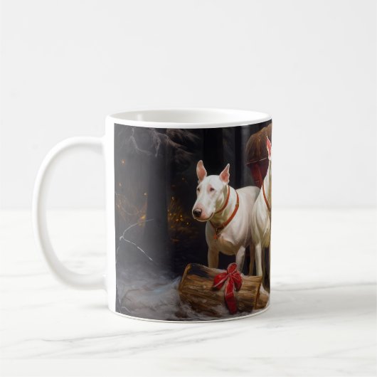 Bull Terrier Snowy Sleigh Kerst Decor Koffiemok (Links)