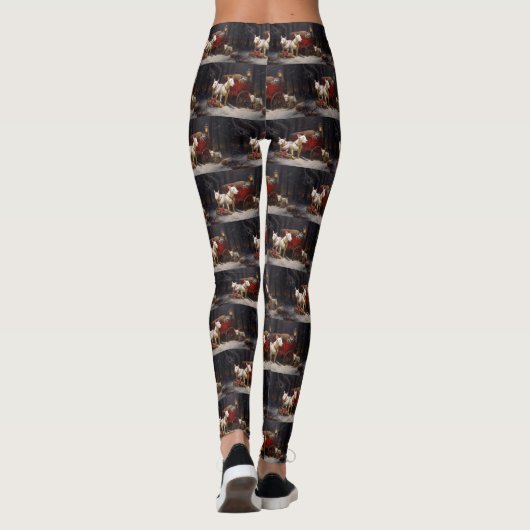 Bull Terrier Snowy Sleigh Kerst Decor Leggings (Achterkant)