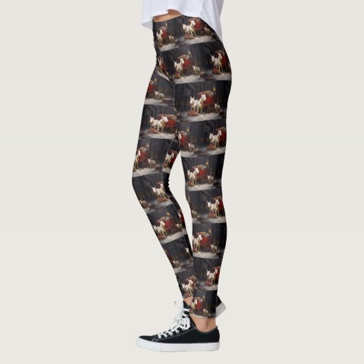 Bull Terrier Snowy Sleigh Kerst Decor Leggings (Links)