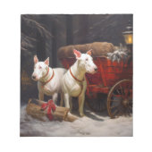 Bull Terrier Snowy Sleigh Kerst Decor Notitieblok (Voorkant)