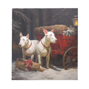 Bull Terrier Snowy Sleigh Kerst Decor Notitieblok