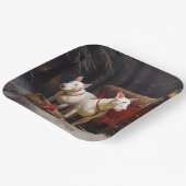 Bull Terrier Snowy Sleigh Kerst Decor Papieren Bordje (Gebogen)