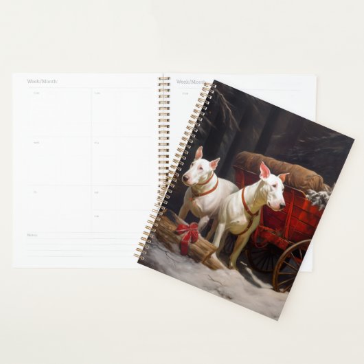 Bull Terrier Snowy Sleigh Kerst Decor Planner (Display)