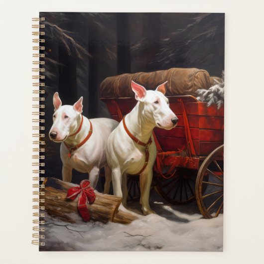 Bull Terrier Snowy Sleigh Kerst Decor Planner (Voorkant)