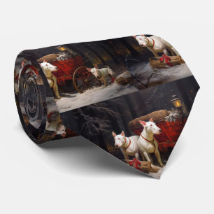 Bull Terrier Snowy Sleigh Kerst Decor Stropdas