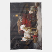 Bull Terrier Snowy Sleigh Kerst Decor Theedoek (Verticaal)