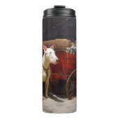 Bull Terrier Snowy Sleigh Kerst Decor Thermosbeker (Voorkant)