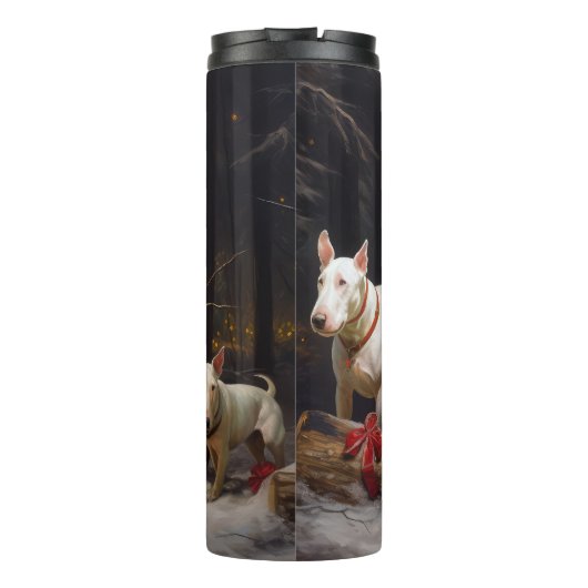 Bull Terrier Snowy Sleigh Kerst Decor Thermosbeker (Achterkant)