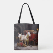 Bull Terrier Snowy Sleigh Kerst Decor Tote Bag (Achterkant)