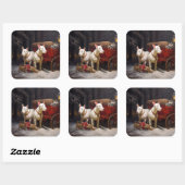 Bull Terrier Snowy Sleigh Kerst Decor Vierkante Sticker (Vel)