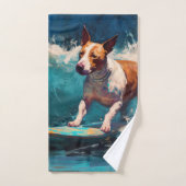 Bull Terrier Strand Surfen Schilderij Bad Handdoek (Handdoek)