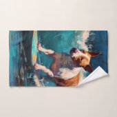 Bull Terrier Strand Surfen Schilderij Bad Handdoek (Handdoek)