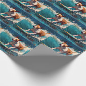 Bull Terrier Strand Surfen Schilderij Cadeaupapier (Hoek)