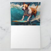 Bull Terrier Strand Surfen Schilderij Kaart (Binnen)