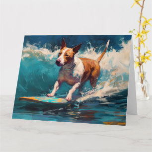 Bull Terrier Strand Surfen Schilderij Kaart