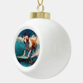 Bull Terrier Strand Surfen Schilderij Keramische Bal Ornament (Rechts)