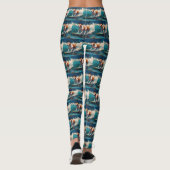 Bull Terrier Strand Surfen Schilderij Leggings (Achterkant)