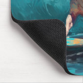 Bull Terrier Strand Surfen Schilderij Muismat (Hoek)