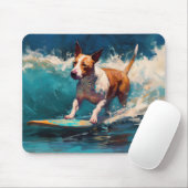 Bull Terrier Strand Surfen Schilderij Muismat (Met muis)
