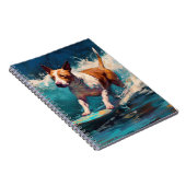 Bull Terrier Strand Surfen Schilderij Notitieboek (Rechterzijde)