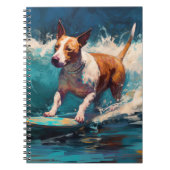 Bull Terrier Strand Surfen Schilderij Notitieboek (Voorkant)