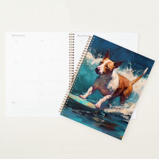 Bull Terrier Strand Surfen Schilderij Planner (Display)