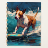 Bull Terrier Strand Surfen Schilderij Planner (Voorkant)