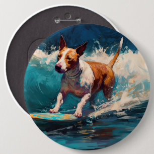 Bull Terrier Strand Surfen Schilderij Ronde Button 6,0 Cm
