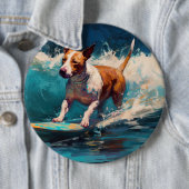 Bull Terrier Strand Surfen Schilderij Ronde Button 6,0 Cm (In situ)