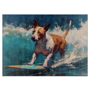 Bull Terrier Strand Surfen Schilderij Snijplank