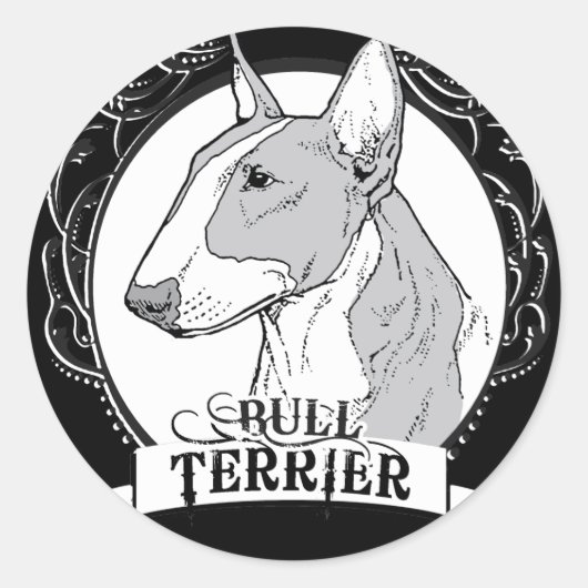 Bull Terrier T-shirt Ronde Sticker (Voorkant)