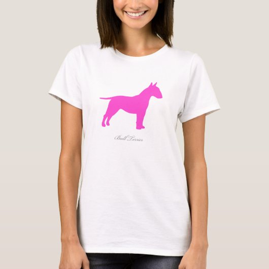 Bull Terrier T-shirt (roze silhouet) (Voorkant)