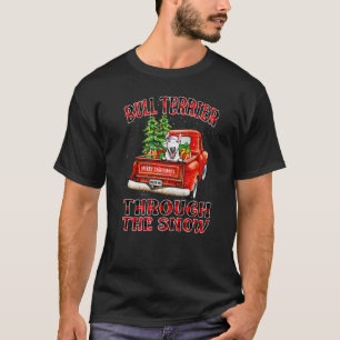 Bull Terrier Through the Snow kersttruck Plai T-shirt