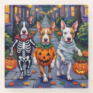 Bull Terrier Trick-or-Treating Halloween kostuums Glazen Onderzetter