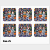 Bull Terrier Trick-or-Treating Halloween kostuums Vierkante Sticker (Vel)