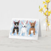 Bull Terrier Trio Kaart (Gele Bloem)