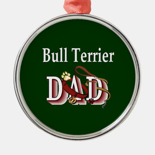 Bull Terrier Vader Metalen Ornament (Voorkant)