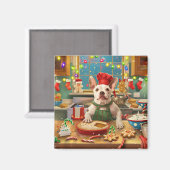 Bull Terrier Vakantie Bakken: Feestelijke Kerst Magneet (Voorkant / Achterkant)