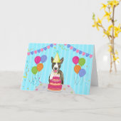 Bull Terrier Verjaardag Kaart (Gele Bloem)