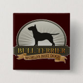 Bull Terrier Vierkante Button 5,1 Cm (Voorkant)