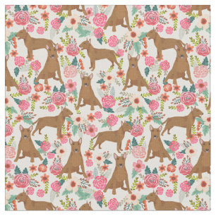 Bull Terrier vintage florals crème Stof